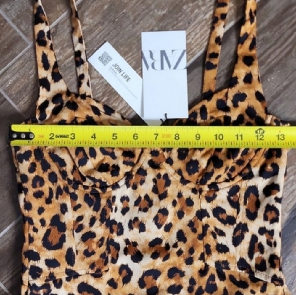 XXS/XS Zara Animal Print Softly Structured Bodice Silky Sleeveless Maxi Dress - Picture 6 of 14